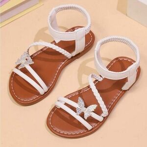NWT,Tai Zhou Yaohong‎ Trade Co. LTD, Kids Flat Sandals Size 11.5, White&Brown